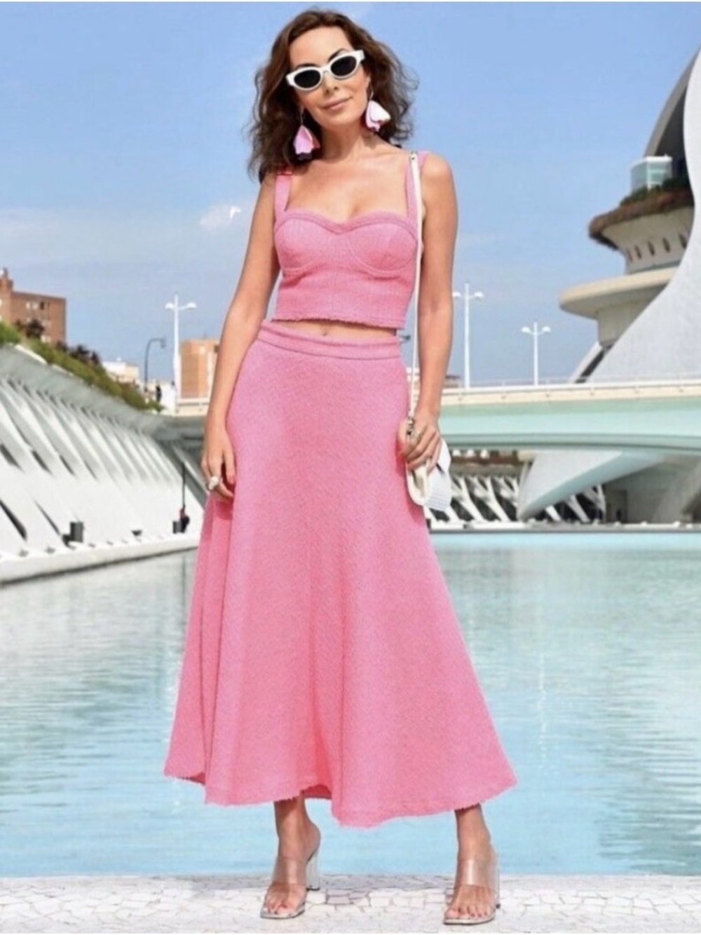 Zara Pink Two-Piece A-Line Maxi Skirt Set